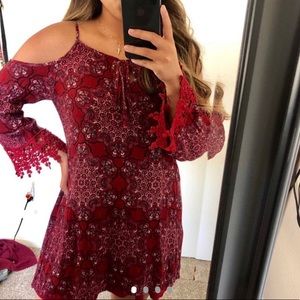 dark red boho dress